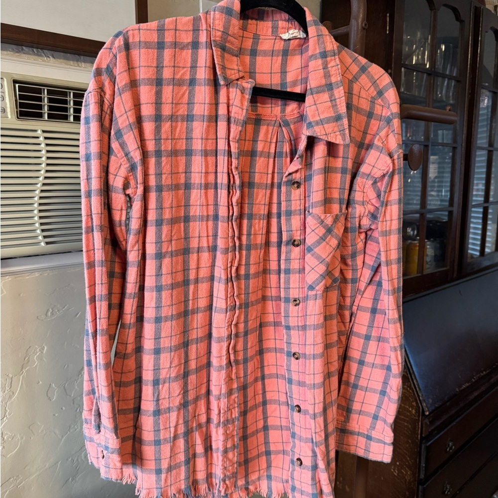 Pink and Gray Plaid Flannel